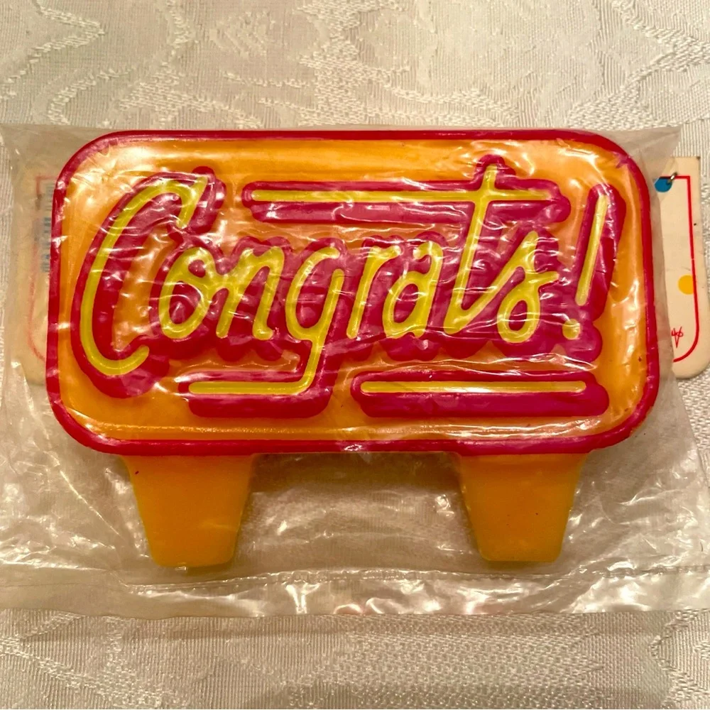 CONGRATS Vintage Sign Caketopper Candle new Congratulations on Amazon Fallout